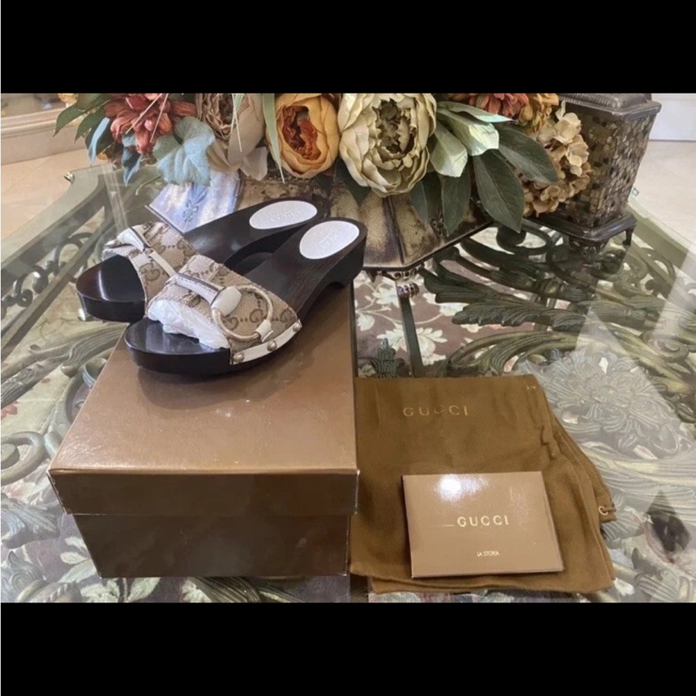 Gucci Monogram Brown Slide Sandals - Picture 4 of 6